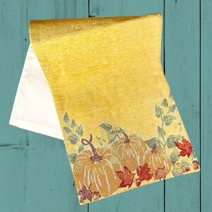 Harvest Season Heavy Lined Tapestry Yellow Table Runner Autumn Theme